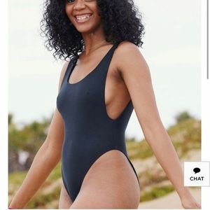 AEO Aerie Super Scoop One Piece Bathing Suit Black